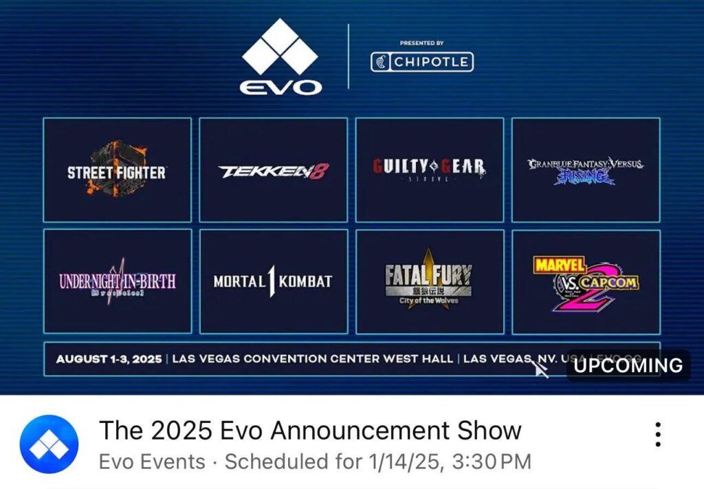 Here Is Your EVO 2025 Tournament Fighting Game LineUp Kakuchopurei